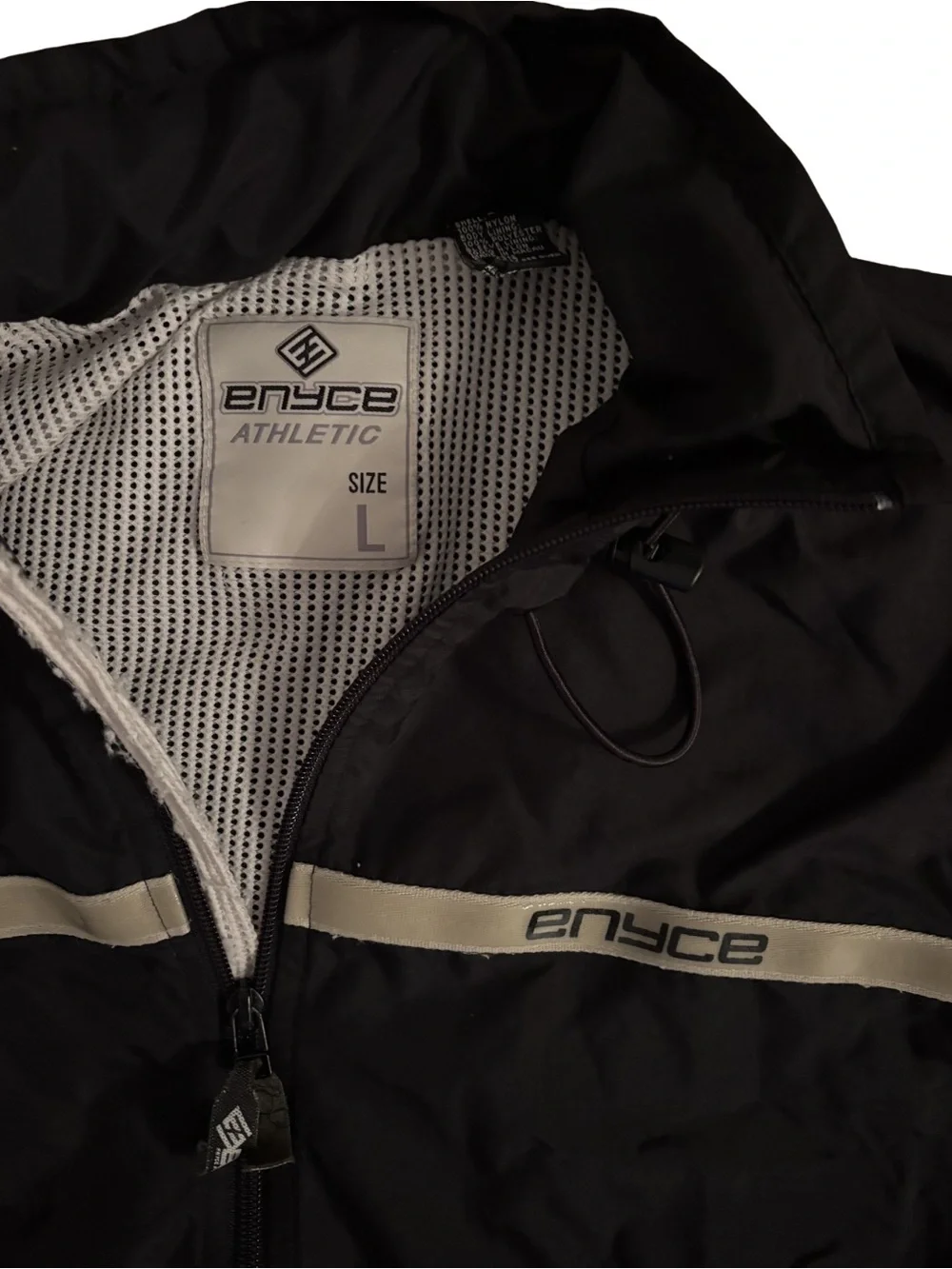 Enyce Y2K Windbreaker Jacket - Black with Reflective Stripe - Picture 2 of 7